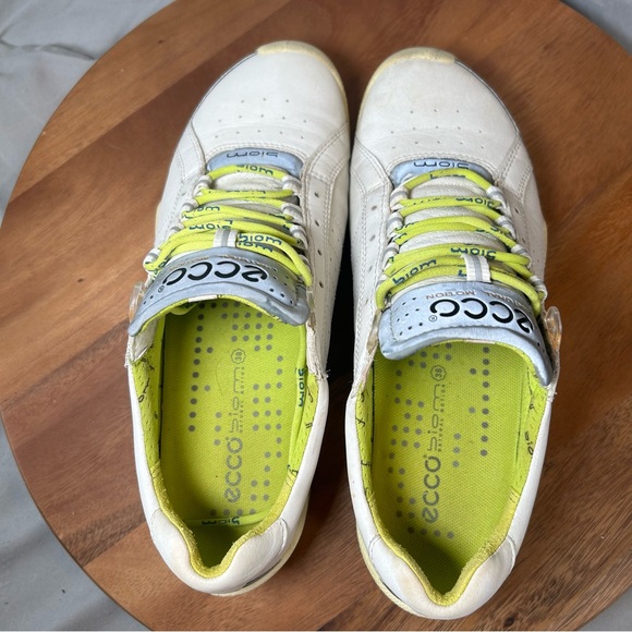 Ecco Shoes Ecco Golf Shoes White Yellow Biom Hybrid Yak Leather